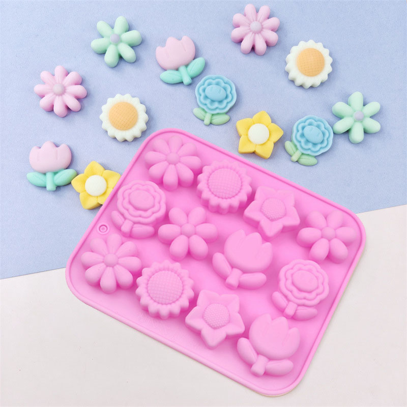 Bunny Cake Mold - Rose Siliconen Mal Bloem Bladeren Taart
