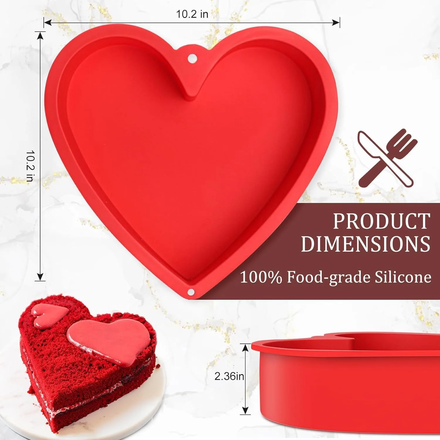 Bunny Cake Mold - 8/10in Siliconen Hartvormige Cake Pan Anti-aanbak